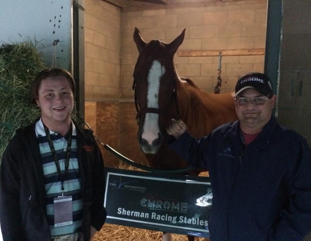 Colt Cunningham with California Chrome and Alan Sherman. (Julie June Stewart photo)